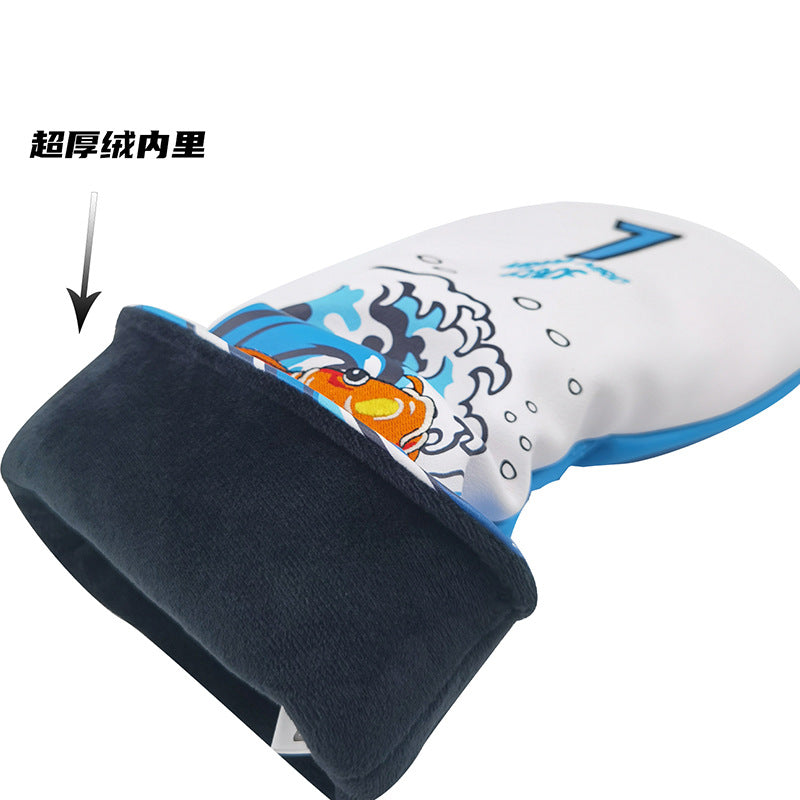 Golf Cart Cover Koi Wooden Pole Cover No. 1 Wooden Fairway Wooden Pole Head Protective Cover PU Waterproof Plush Pole Cover