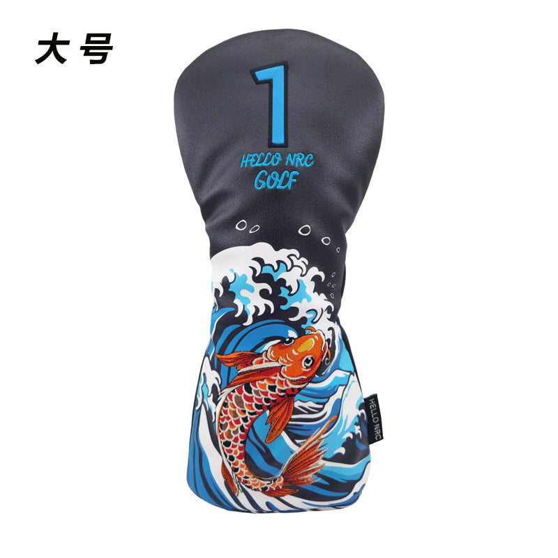 Golf Cart Cover Koi Wooden Pole Cover No. 1 Wooden Fairway Wooden Pole Head Protective Cover PU Waterproof Plush Pole Cover