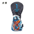 Golf Cart Cover Koi Wooden Pole Cover No. 1 Wooden Fairway Wooden Pole Head Protective Cover PU Waterproof Plush Pole Cover
