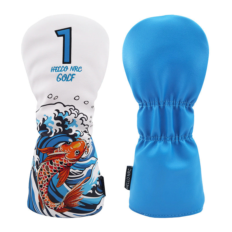 Golf Cart Cover Koi Wooden Pole Cover No. 1 Wooden Fairway Wooden Pole Head Protective Cover PU Waterproof Plush Pole Cover