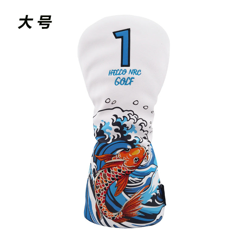 Golf Cart Cover Koi Wooden Pole Cover No. 1 Wooden Fairway Wooden Pole Head Protective Cover PU Waterproof Plush Pole Cover