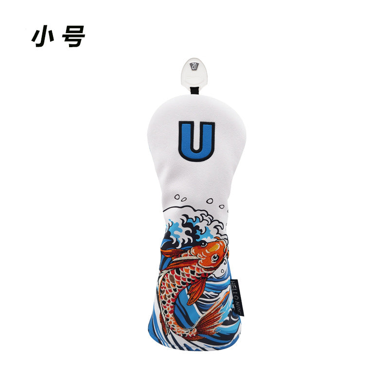 Golf Cart Cover Koi Wooden Pole Cover No. 1 Wooden Fairway Wooden Pole Head Protective Cover PU Waterproof Plush Pole Cover