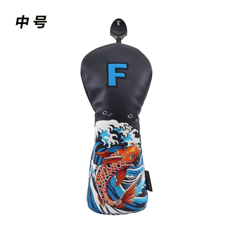 Golf Cart Cover Koi Wooden Pole Cover No. 1 Wooden Fairway Wooden Pole Head Protective Cover PU Waterproof Plush Pole Cover