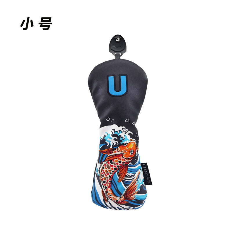 Golf Cart Cover Koi Wooden Pole Cover No. 1 Wooden Fairway Wooden Pole Head Protective Cover PU Waterproof Plush Pole Cover